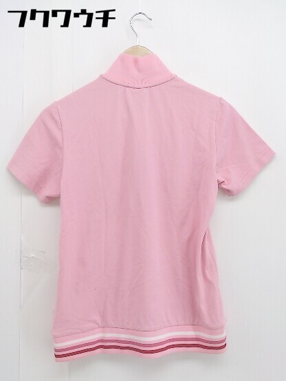 ◇ adidas アディダス ハーフジップ 半袖 ポロシャツ サイズL ピンク レディース 【中古】