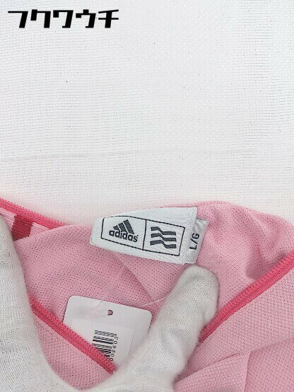 ◇ adidas アディダス ハーフジップ 半袖 ポロシャツ サイズL ピンク レディース 【中古】