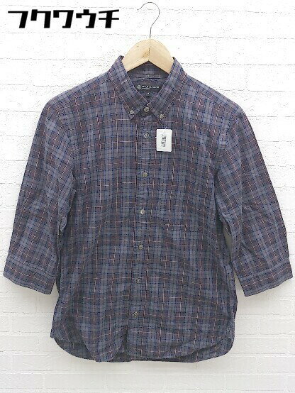 ◇ BEAUTY & YOUTH UNITED ARROWS ボタンダウン BD チェック 七分袖 シャツ サイズM グレー系 メンズ 【中古】