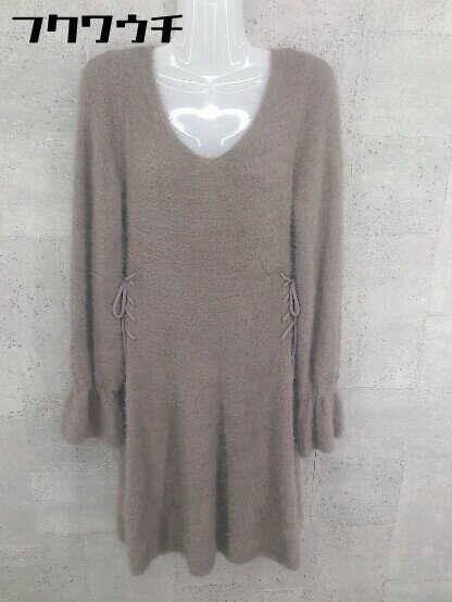 ◇ continuer de NICE CLAUP ペチコート 長袖 膝下丈 ワンピース サイズF ブラウン系 レディース 【中古】