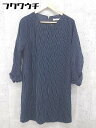 ◇ chocol raffine robe バックジップ ストライプ 長袖 膝丈 ワンピース サイズF ネイビー ホワイト レディース 【中古】(4)