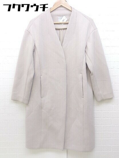 ◇ nano universe ナノ ユニバース ノーカラー 長袖 コート サイズ38 ベージュ系 レディース 【中古】