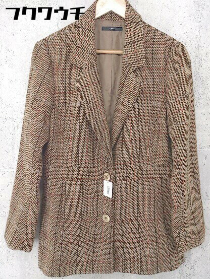 ◇ EMODA エモダ 総柄 シングル 2B 長袖 ジャケット サイズF ブラウン ベージュ レディース 【中古】