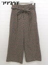 ◇ ◎ Heather ヘザー ウエストリボン付き 千鳥格子 パンツ サイズM ベージュ系 レディース 【中古】