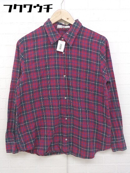 ◇ NOBLE ノーブル チェック 長袖 シャツ ブラウス レッド系 レディース 【中古】