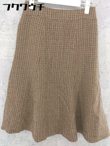 ◇ Spick & Span スピック&スパン バックジップ 千鳥格子 膝丈 フレア スカート サイズ36 ベージュ マルチ レディース 【中古】