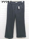 ◇ FA?ADE GREEN green label relaxing ファサードグリーン ロールアップ パンツ サイズ38 ブラック系 レディース 【中古】