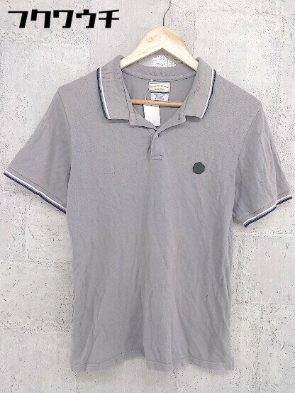 ◇ nano universe TOKYO ナノユニバース 鹿の子 ロゴ 半袖 ポロシャツ サイズ44 グレー メンズ 【中古】