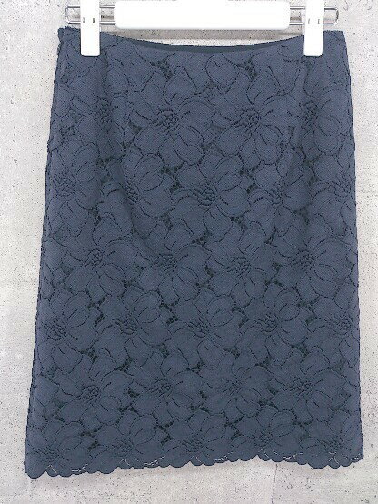 フクワウチの◇ heliopole エリオポール 膝丈 タイト スカート サイズ34 ネイビー レディース 【中古】｜アングル2