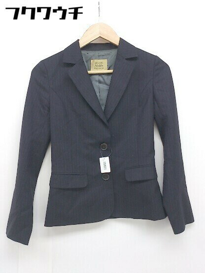 ◇ NOBLE ノーブル 2B シングル ストライプ 長袖 テーラード ジャケット サイズ36 グレー系 レディース 【中古】