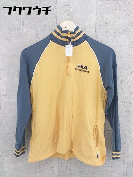 ◇ FILA フィラ 長袖 ハーフジップ トレーナー サイズ150 イエロー系 ネイビー レディース 【中古】