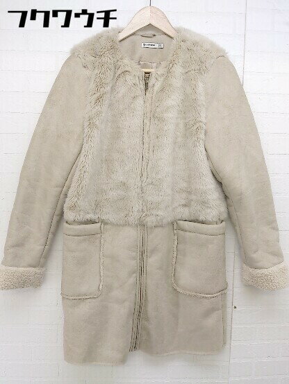 ■ Stradivarius フェイクファー フェイクスウェード ノーカラー コート サイズEUR S USA S MEX 26 ベージュ レディース 【中古】