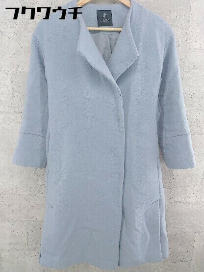 ◇ ◎ nano base ナノベース 長袖 ノーカラー コート サイズ36 ライトブルー レディース 【中古】