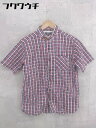 ◇ BEAMS ビームス チェック 五分袖 シャツ サイズM ネイビー レッド ホワイト メンズ 【中古】