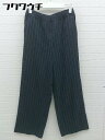◇ SLOBE IENA スローブイエナ ストライプ ワイドパンツ ネイビー グレー レディース 【中古】