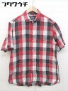◇ ◎ TK TAKEO KIKUCHI タケオキクチ チェック 半袖 シャツ サイズ4 レッド ブラック ホワイト メンズ 【中古】