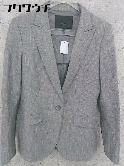 ◇ ICB アイシービー シングル1B リネン混 長袖 テーラードジャケット サイズ9 グレー レディース 【中古】