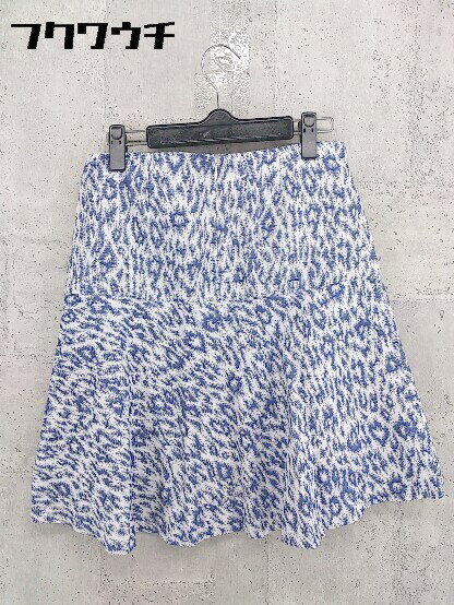 ◇ UNTITLED アンタイトル 総柄 膝丈 フレア スカート サイズ2 ホワイト ネイビー レディース 【中古】