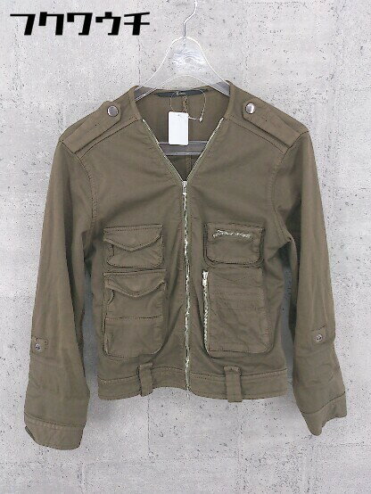 ◇ EDITION エディション TOMORROWLAND ノーカラー 長袖 ジップアップ ジャケット サイズ38 カーキ レディース 【中古】