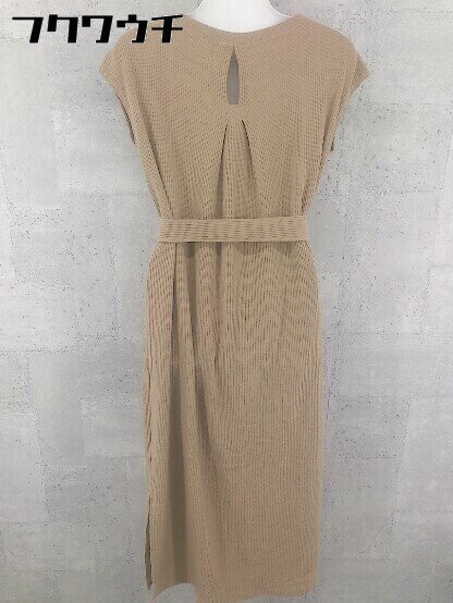 ◇ ◎ natural couture ウエストベルト付き ワッフル ノースリーブ ロング ワンピース ブラウン レディース 【中古】