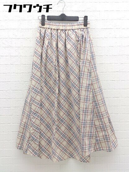 ◇ Simplicite シンプリシテェ ウエストゴム チェック 膝下丈 ギャザー スカート ベージュ マルチ レディース 【中古】