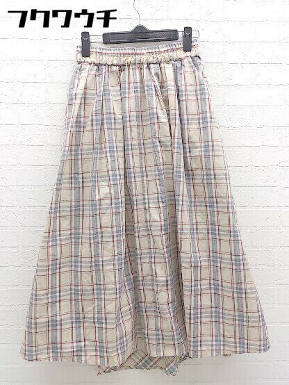 フクワウチの◇ Simplicite シンプリシテェ ウエストゴム チェック 膝下丈 ギャザー スカート ベージュ マルチ レディース 【中古】｜アングル2