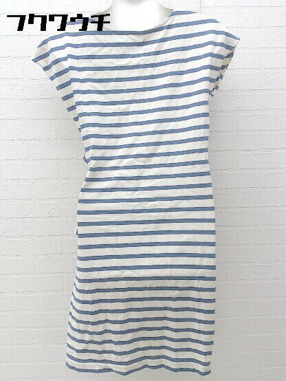 ◇ SHIPS シップス ボーダー 半袖 ミニ ワンピース アイボリー系 ネイビー レディース 【中古】