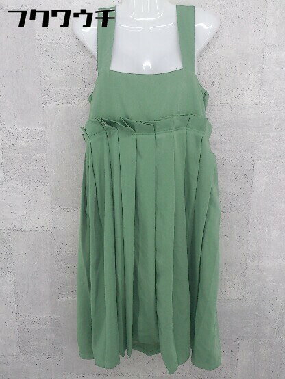 ◇ merlot plus メルロープリュス サイドジップ 膝下丈 ワンピース グリーン レディース 【中古】