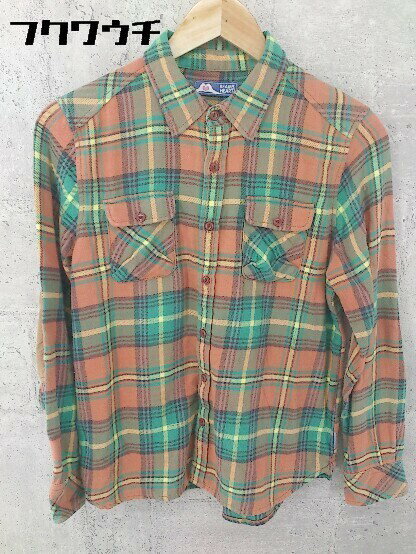 ◇ ◎ BEAMS HEART ビームス ハート チェック 長袖 シャツ オレンジ グリーン系 メンズ 【中古】