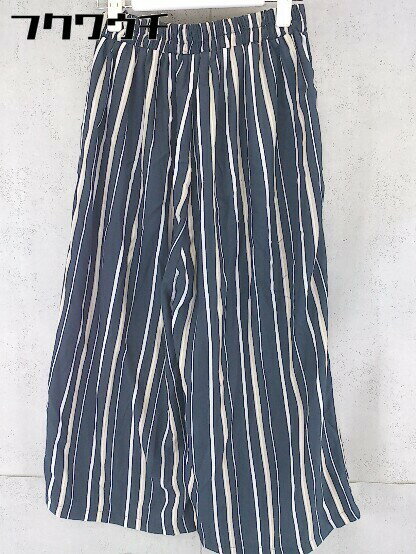 ◇ chocol raffine robe ウエストゴム ストライプ ワイド パンツ サイズF ネイビー ホワイト ベージュ レディース 【中古】