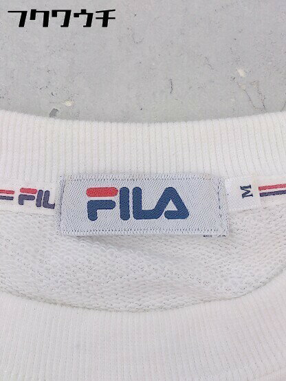 ◇ FILA フィラ ロゴ 長袖 スウェット トレーナー サイズM ホワイト系 ネイビー レッド メンズ 【中古】