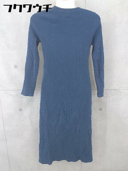 ◇ BEAUTY & YOUTH UNITED ARROWS ハーフボタン リブ 長袖 膝下丈 タイト ワンピース ネイビー系 レディース 【中古】