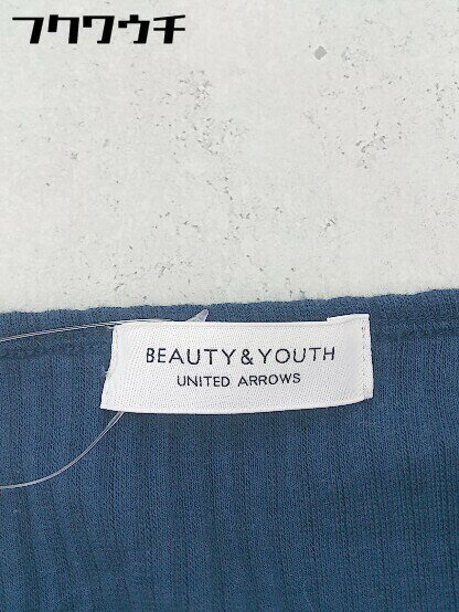 ◇ BEAUTY & YOUTH UNITED ARROWS ハーフボタン リブ 長袖 膝下丈 タイト ワンピース ネイビー系 レディース 【中古】