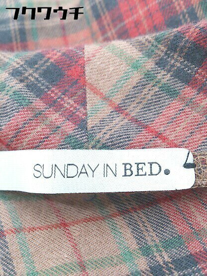 ◇ ◎ SUNDAY IN BED サンデイインベッド ウエストベルト付き チェック 長袖 ガウン サイズM レッド ブラウン レディース 【中古】