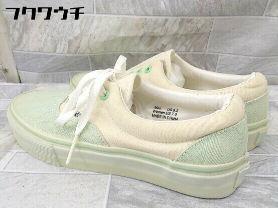 ◇ VANS ヴァンズ エラ ERA スニーカー シューズ サイズUS 7 ベージュ グリーン レディース 【中古】