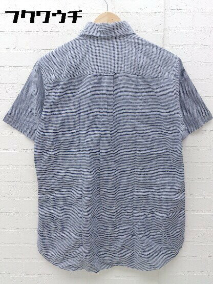 ◇ TOMMY HILFIGER トミーヒルフィガー 総柄 ボタンダウン BD 半袖 シャツ サイズM ネイビー ホワイト メンズ 【中古】