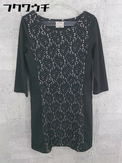 ◇ tocco closet トッコ クローゼット レース 切替 七分袖 ミニ チュニック ワンピース サイズM ブラック レディース 【中古】
