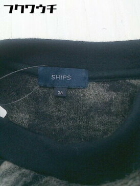 ◇ SHIPS シップス 切替 ウール 迷彩 カモフラ 長袖 トレーナー サイズ38 ネイビー ベージュ レディース 【中古】
