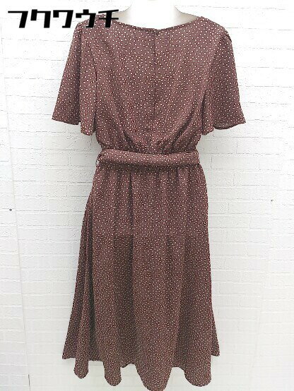 ◇ ◎ natural couture ナチュラルクチュール ウエストベルト付 総柄 半袖 ロング ワンピース サイズF ブラウン レディース 【中古】