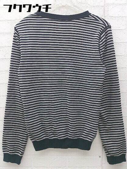 ◇ ◎ LACOSTE ラコステ ボーダー ワッペン 長袖 カーディガン サイズ40 ブラック グレー レディース 【中古】