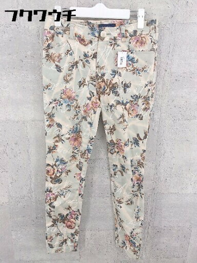 ◇ Lois CRAYON ロイスクレヨン 花柄 裾ジップ スキニー パンツ サイズM ベージュ ブラウン マルチ レディース 【中古】 ◇ Lois CRAYON ロイスクレヨン 花柄 裾ジップ スキニー パンツ サイズM ベージュ ブラウン マルチ レディース 【中古】