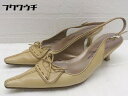 ◇ GINZA Kanematsu 銀座 かねまつ ポインテッドトゥ ローヒール ストラップ パンプス サイズ22 1/2D ベージュ レディース 【中古】