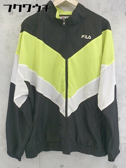 ◇ FILA フィラ ジップアップ ジャケット ウインドブレーカー サイズLL グリーン系 ブラック メンズ 【中古】