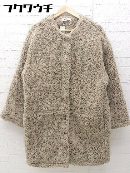 ■ HOLIDAY ホリデイ ボア 長袖 ノーカラー コート サイズF ブラウン レディース 【中古】
