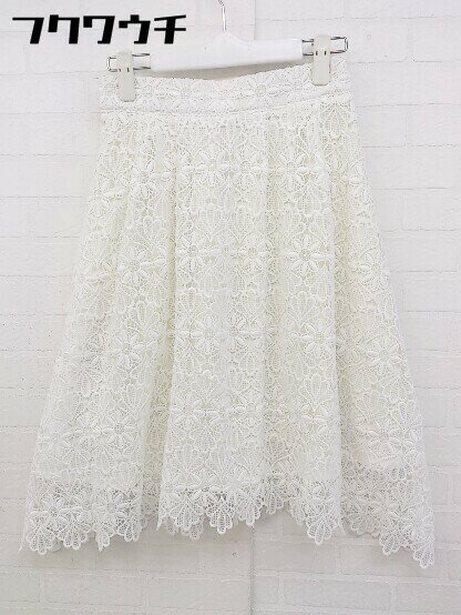 ◇ PAGEBOY ページボーイ 総レース 膝下丈 フレア スカート サイズF ホワイト レディース 【中古】