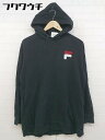 ◇ FILA フィラ ロゴ 刺繍 長袖 プルオーバー パーカー サイズM ブラック ホワイト メンズ 【中古】