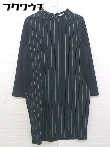 ◇ le coeur blanc バックジップ ストライプ 長袖 膝丈 ワンピース サイズ38 ブラック ホワイト レディース 【中古】 ◇ le coeur blanc バックジップ ストライプ 長袖 膝丈 ワンピース サイズ38 ブラック ホワイト レディース 【中古】