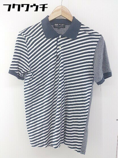 ◇ BEAMS ビームス 総柄 半袖 ポロシャツ サイズM ネイビー ホワイト メンズ 【中古】