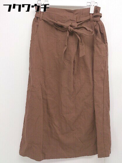 ◇ ◎ MERLOT IKYU メルロー イキュウ ウエストリボン付き 膝下丈 スカート ブラウン レディース 【中古】
