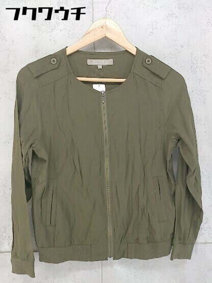 ◇ A day in the life UNITED ARROWS 薄手 ジップアップ ノーカラー ジャケット サイズ38 カーキ レディース 【中古】